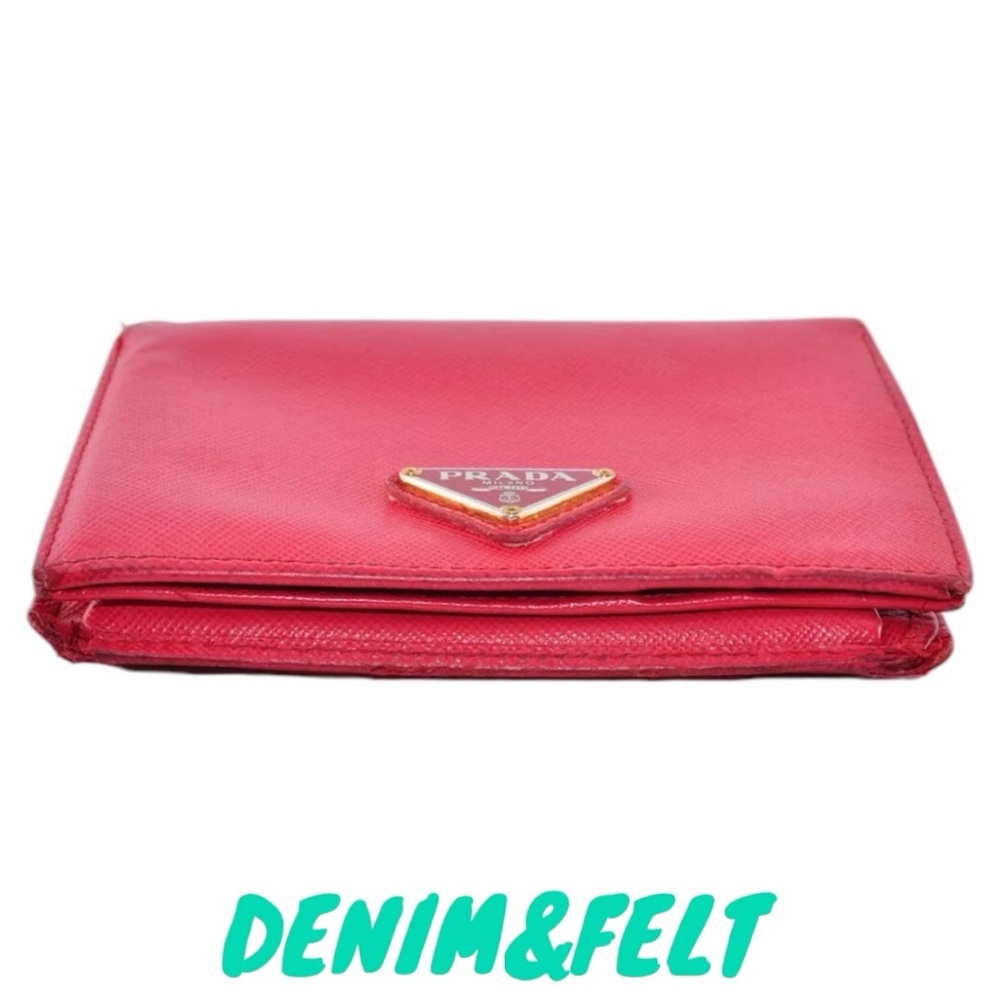 ♥️♥️PRADA Red Saffiano Leather Logo Plate Bi-Fold Wallet | PRELOVED ♥️♥️ - Picture 5 of 12
